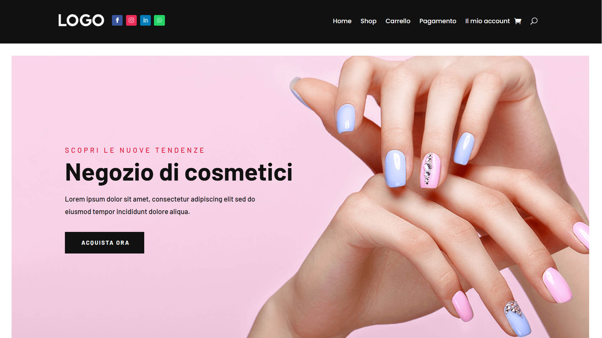 sito web professionale per e-commerce cosmetici realizzato in WordPress
