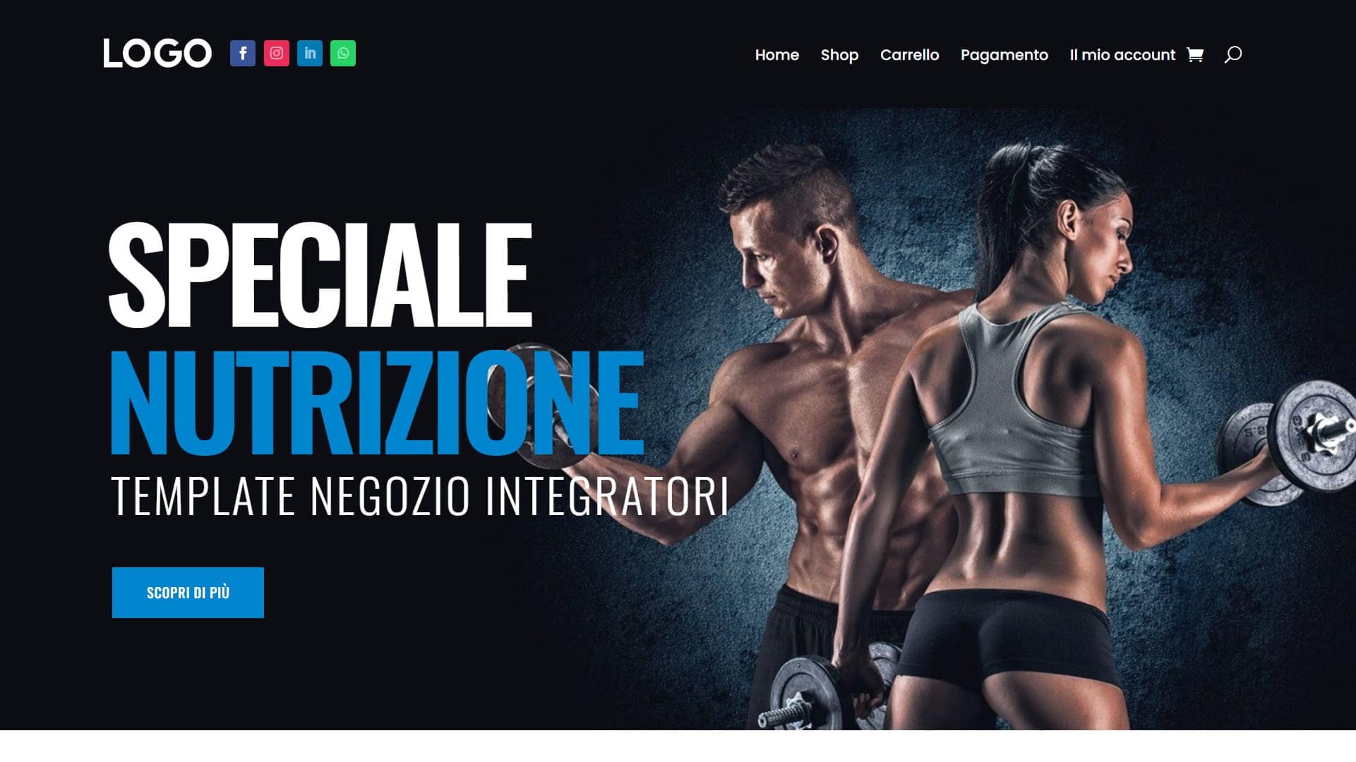 sito web professionale per e-commerce prodotti nutrizione realizzato in WordPress