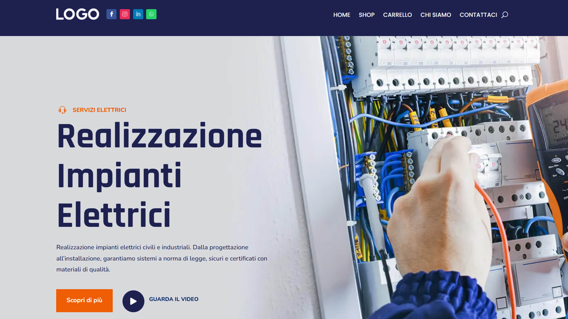 sito web professionale per elettricista realizzato in WordPress