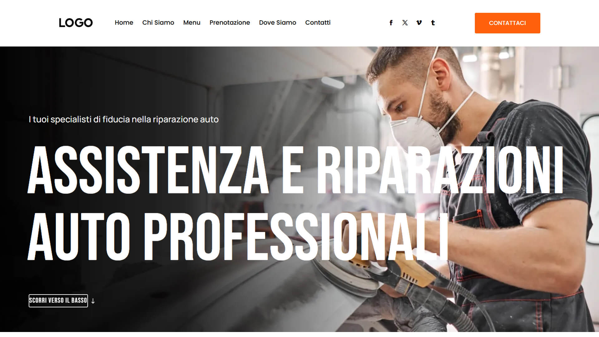 sito web professionale per carrozzeria riparazione auto realizzato in WordPress